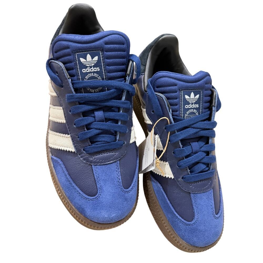 NEW Adidas Samba XLG Unisex Dark Blue Pure White/Gum Shoes (8 Men) (9 Women) - Picture 11 of 13